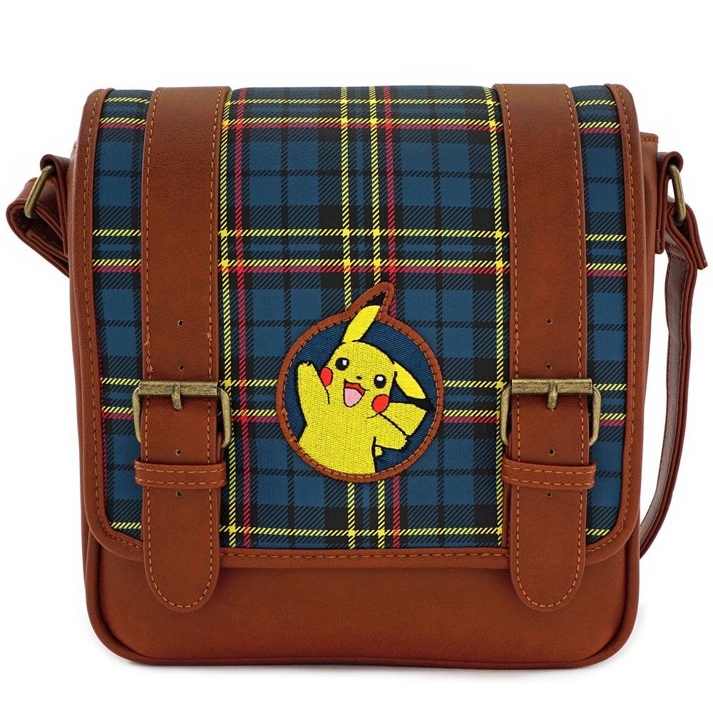 LOUNGEFLY X POKEMON PIKACHU PLAID FAUX LEATHER CROSSBODY BAG - FRONT