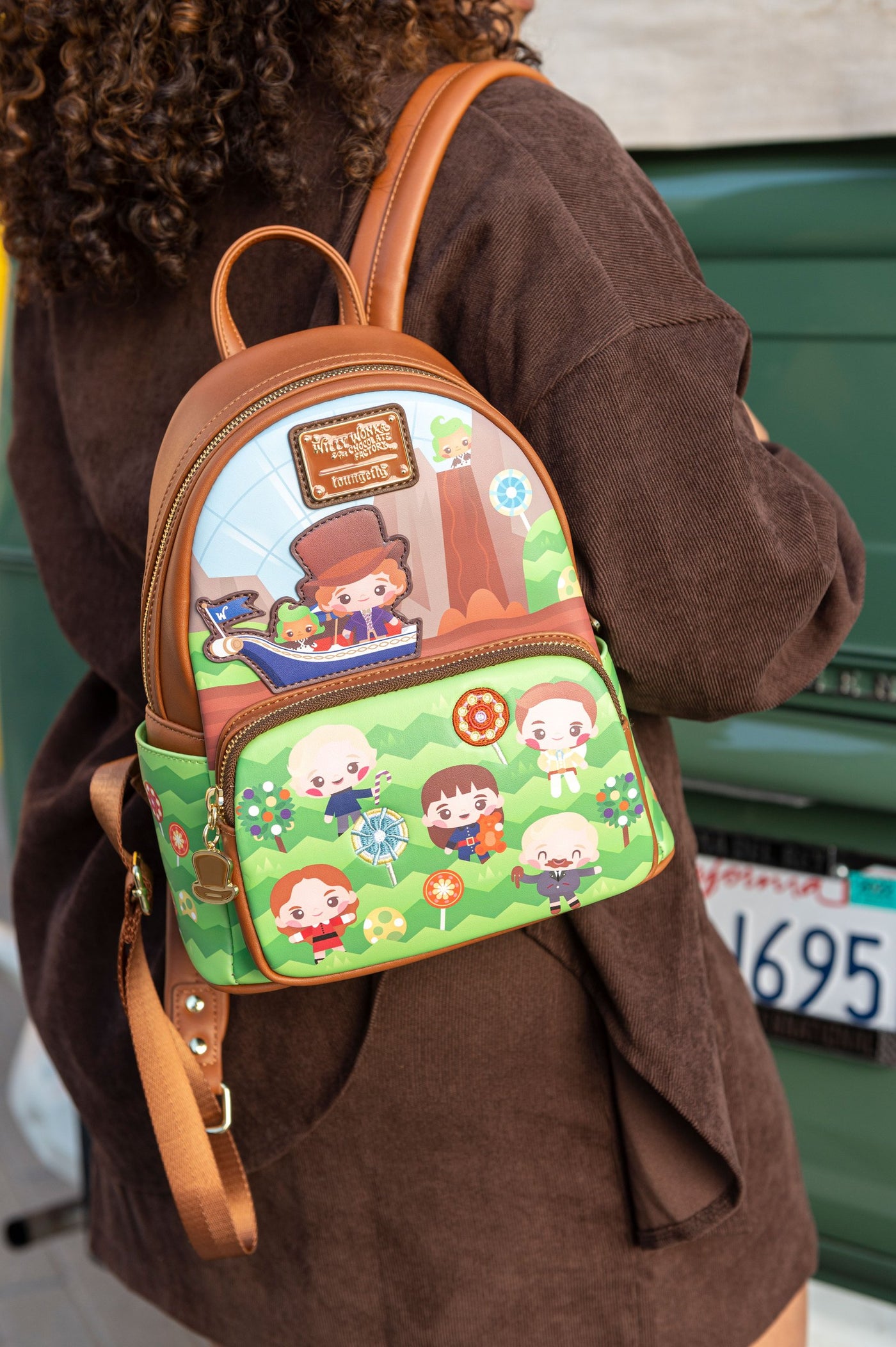 Loungefly Willy Wonka and the Chocolate Factory 50th Anniversary Mini Backpack - Front IRL