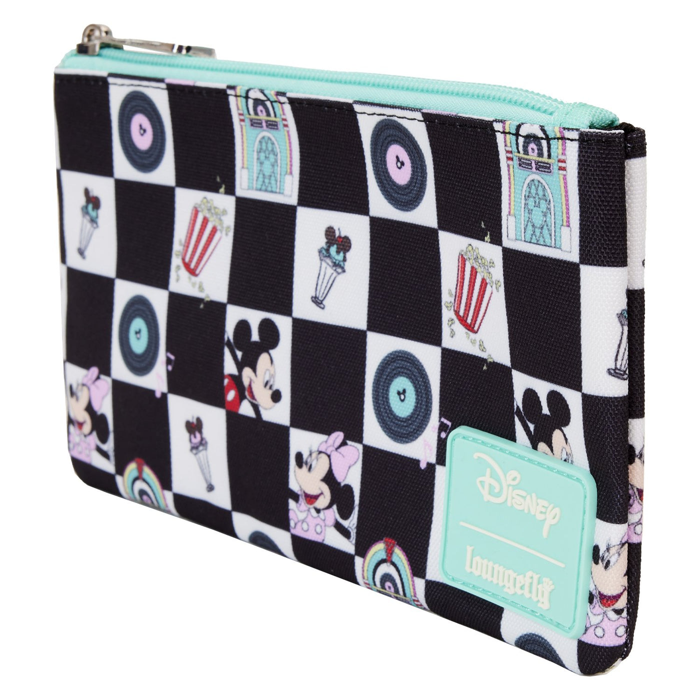 Loungefly Disney Mickey and Minnie Date Night Diner Allover Print Nylon Wristlet - Side