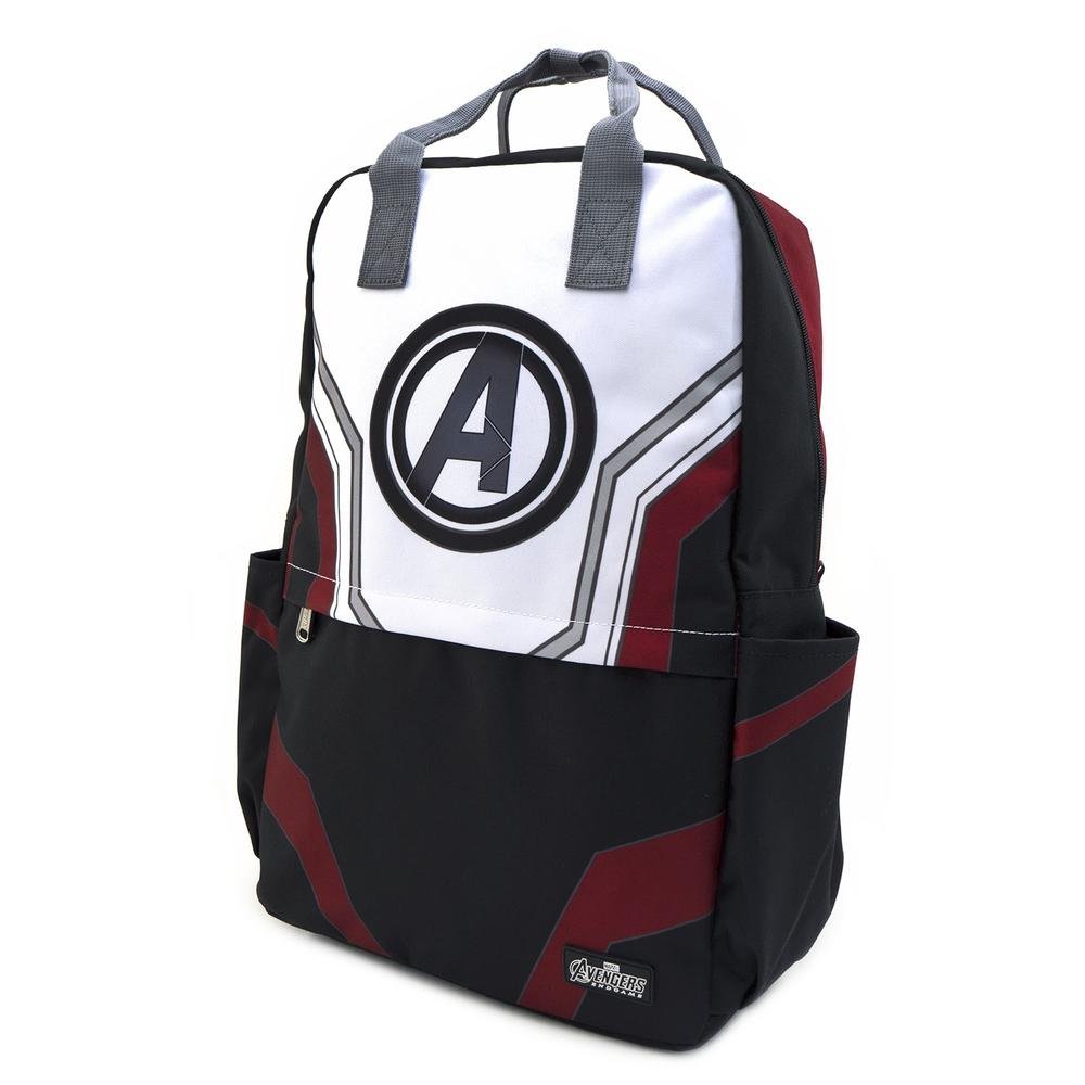 LOUNGEFLY X MARVEL AVENGERS END GAME SUIT SQUARE NYLON BACKPACK - SIDE