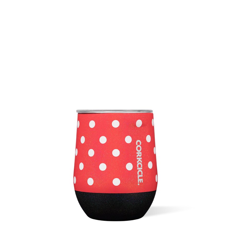 Corkcicle Disney Minnie Mouse Polka Dot 12oz Stemless Cup - Front
