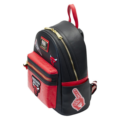 671803451780 - Loungefly NBA Chicago Bulls Patch Icons Mini Backpack - Top View