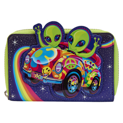 671803444256 - Loungefly Lisa Frank Cosmic Alien Ride Zip-Around Wallet - Front