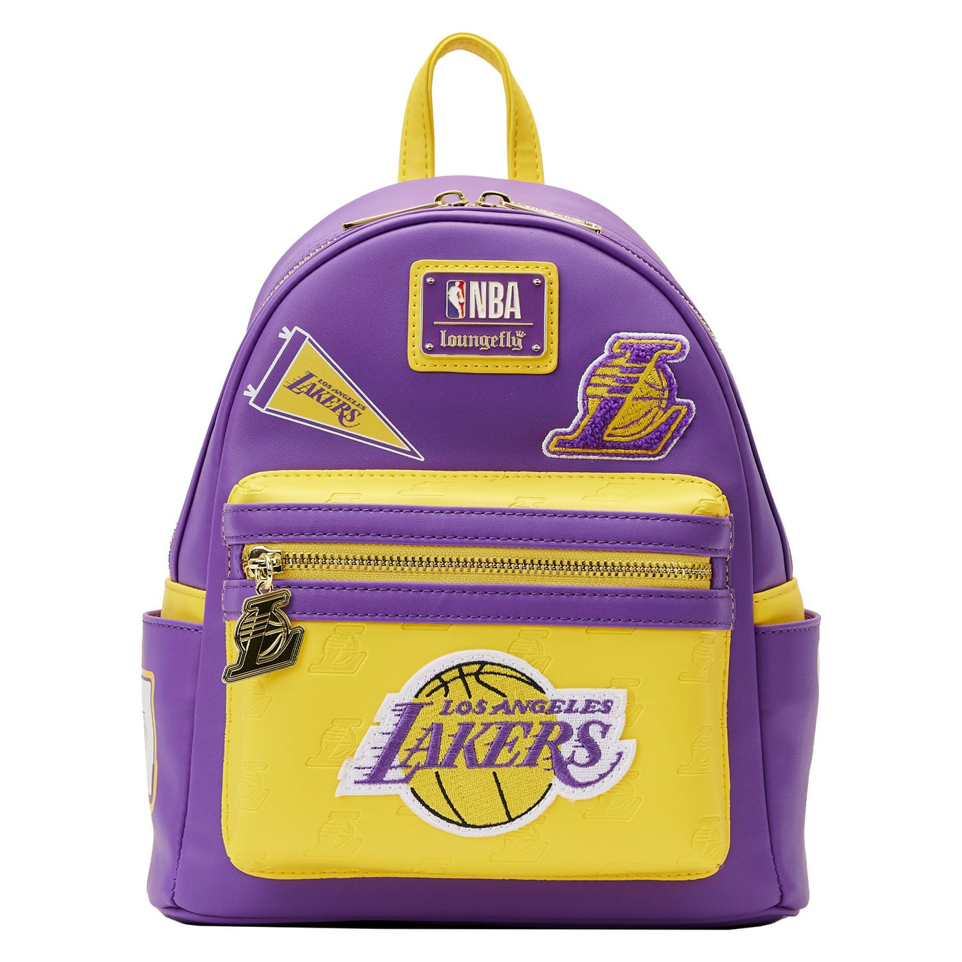 671803451629 - Loungefly NBA Los Angeles Lakers Patch Icons Mini Backpack - Front