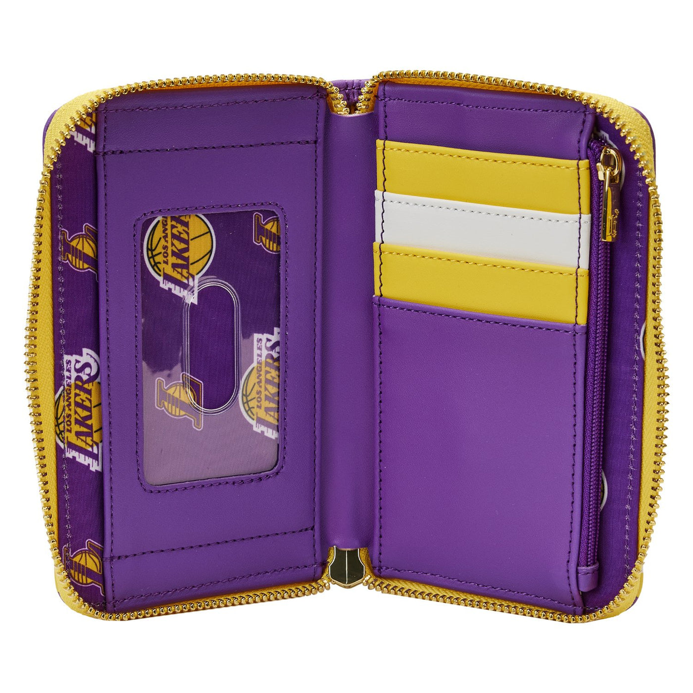 671803451636 - Loungefly NBA Los Angeles Lakers Patch Icons Zip-Around Wallet - Interior