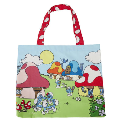 Loungefly LAFIG Smurfs Village Life Canvas Tote Bag - Front