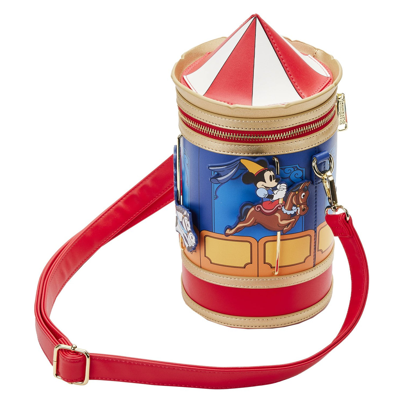 Loungefly Disney Brave Little Tailor Mickey Minnie Carousel Crossbody - Top View