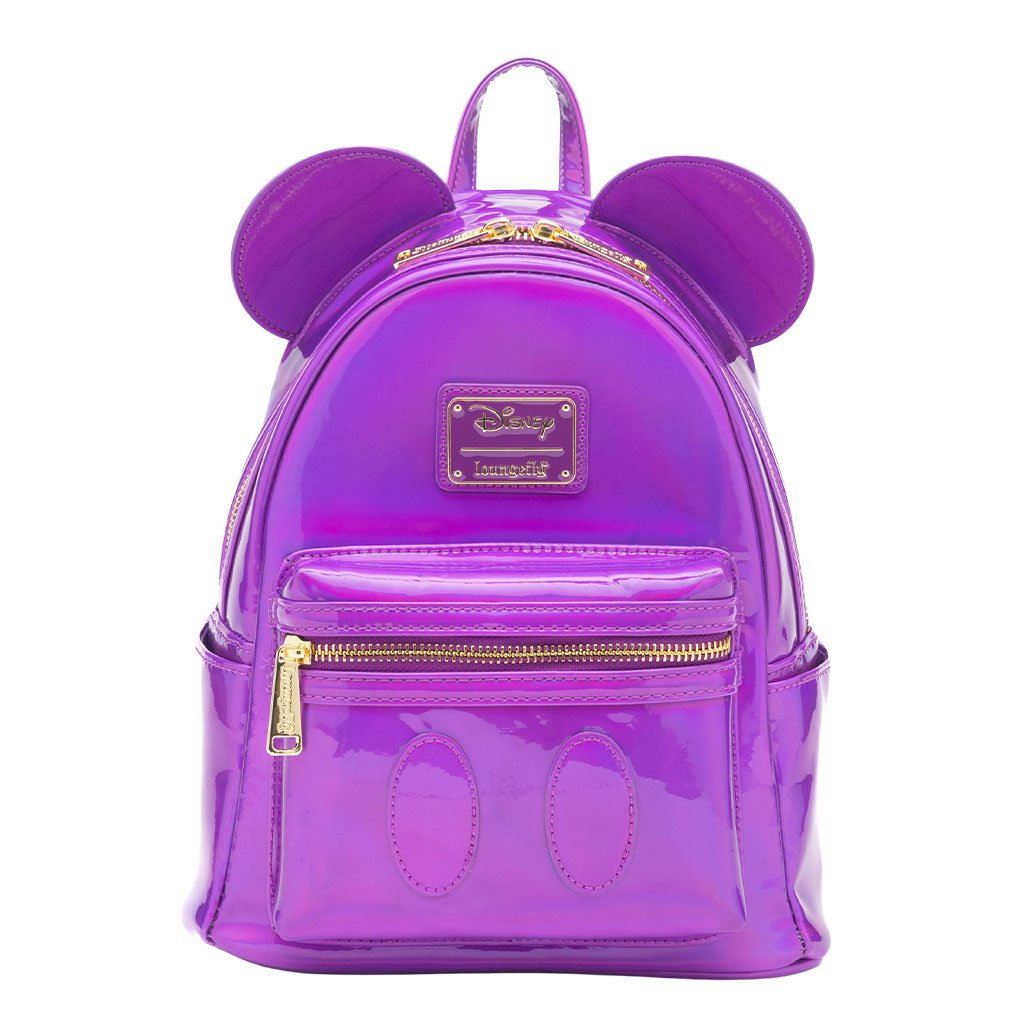 671803459748 - 707 Street Exclusive - Loungefly Disney Mickey Mouse Holographic Series Mini Backpack - Amethyst - Front