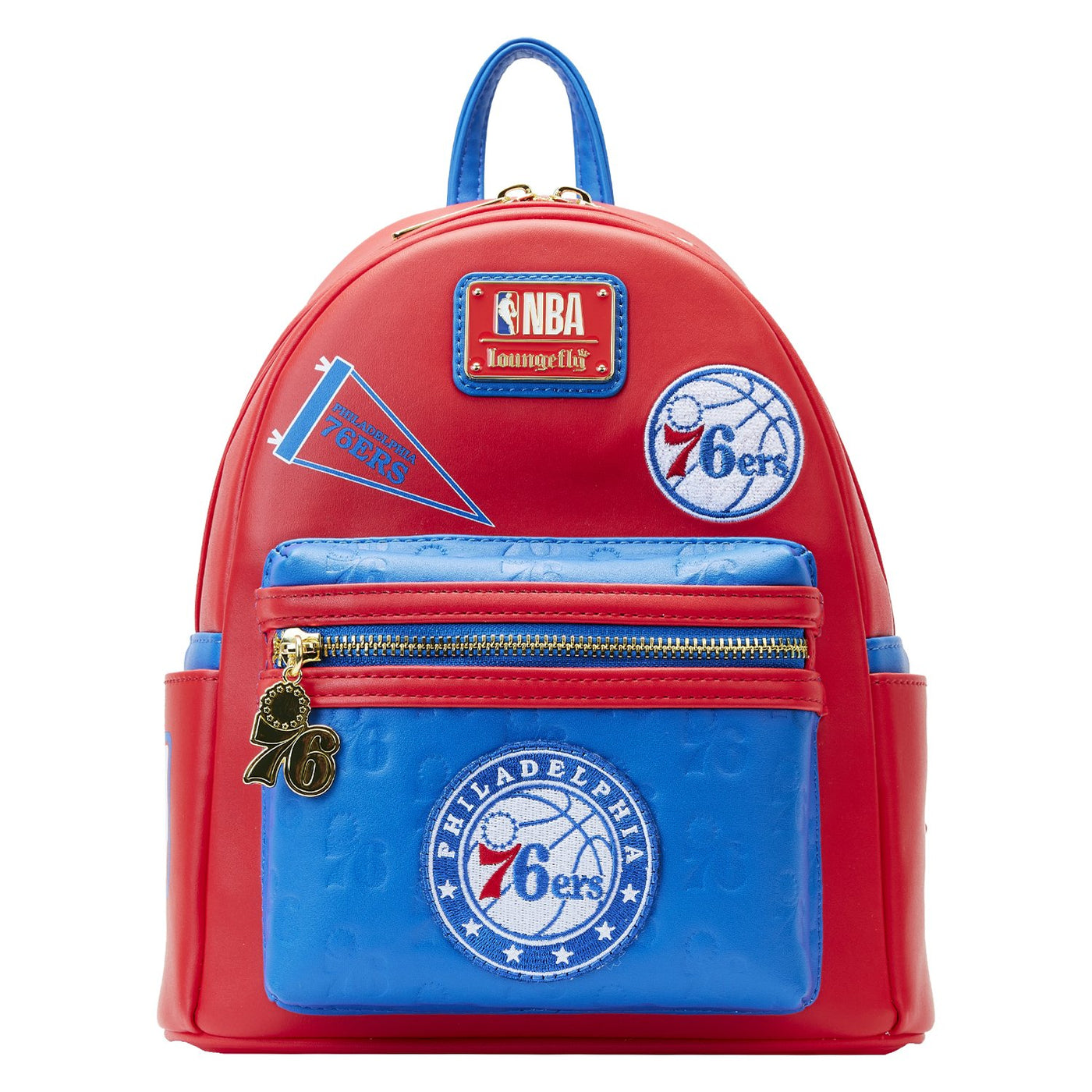 671803451865 - Loungefly NBA Philadelphia 76ers Patch Icons Mini Backpack - Front