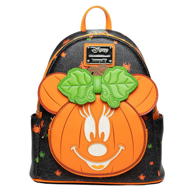 671803469112 - 707 Street Exclusive - Loungefly Disney Glow in the Dark Pumpkin Minnie Mouse Mini Backpack - Front