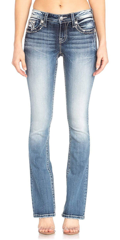 Abstract Border Bootcut Jeans
