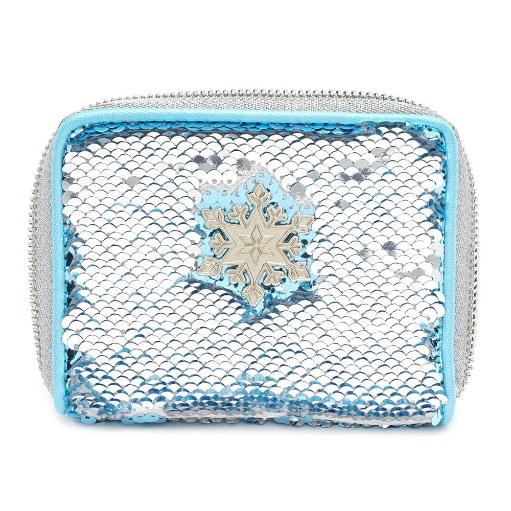 LOUNGEFLY X DISNEY FROZEN ELSA REVERSIBLE SEQUIN ZIP AROUND WALLET - RESERVE SEQUIN FRONT