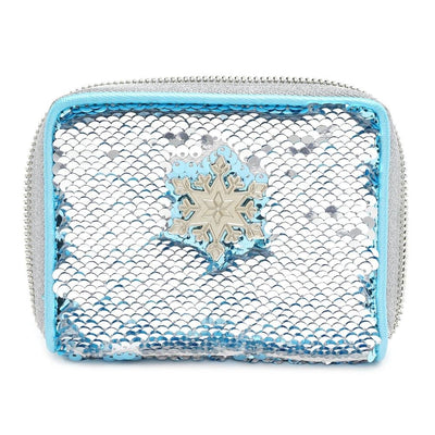 LOUNGEFLY X DISNEY FROZEN ELSA REVERSIBLE SEQUIN ZIP AROUND WALLET - RESERVE SEQUIN FRONT