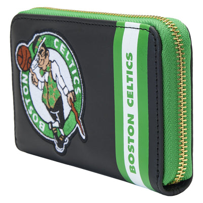 671803451698 - Loungefly NBA Boston Celtics Patch Icons Zip-Around Wallet - Side View