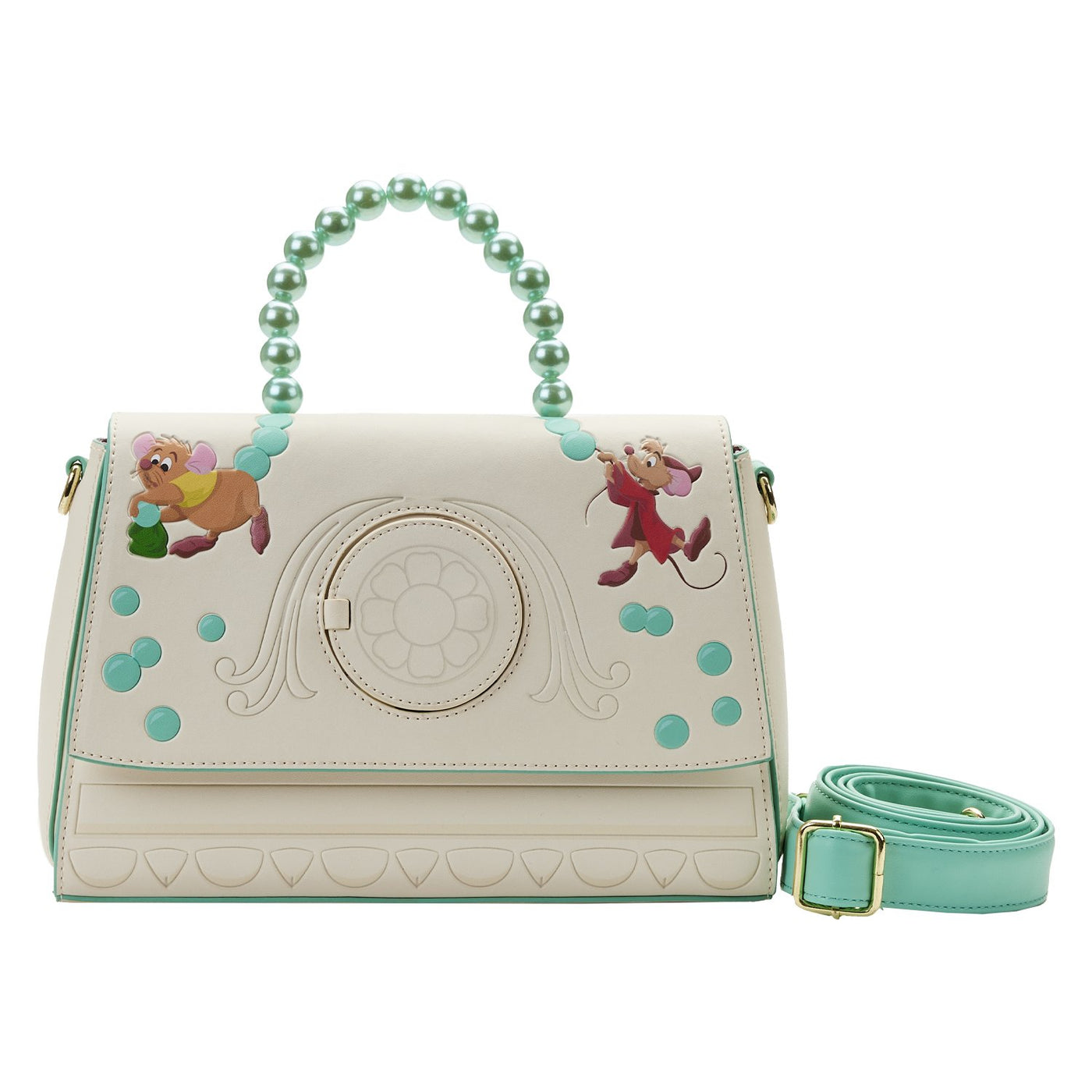 Loungefly Disney Cinderella Gus Gus And Jack Bead Handle Crossbody - Front