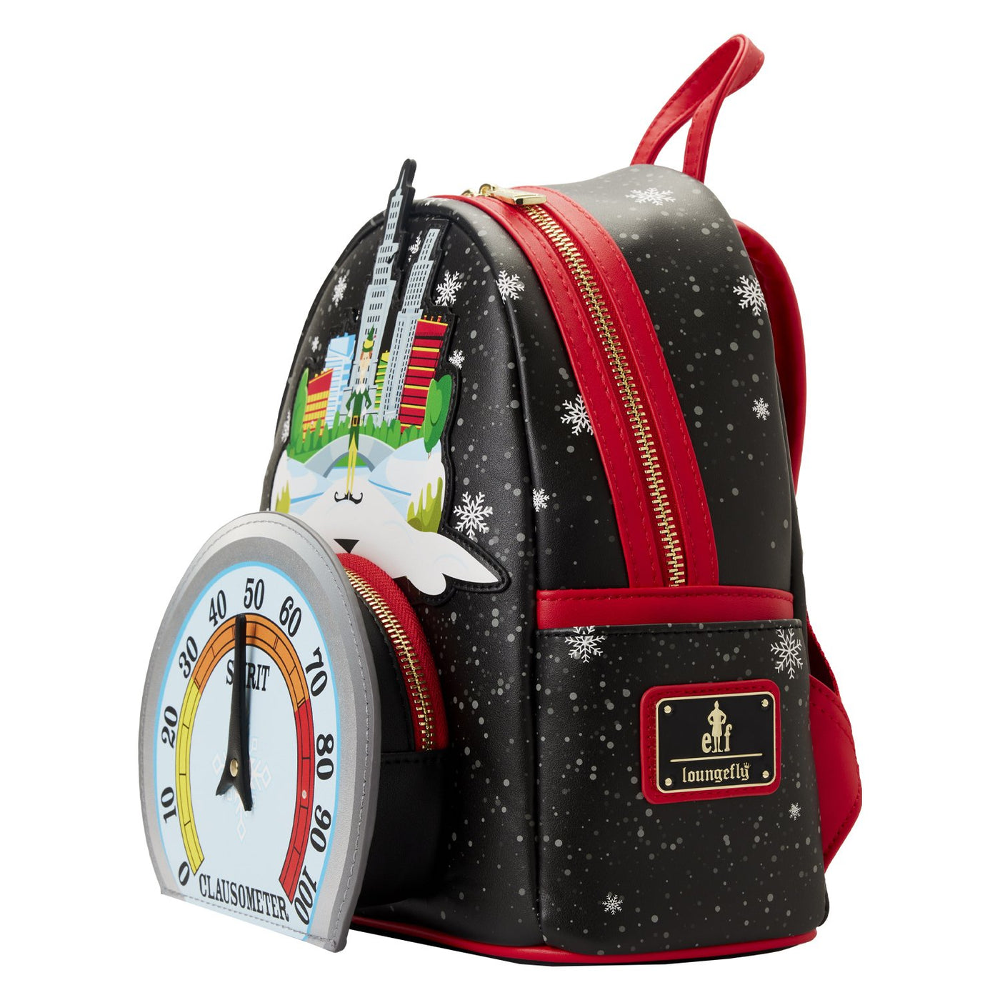 Loungefly Elf Clausometer Light Up Mini Backpack -  Side View