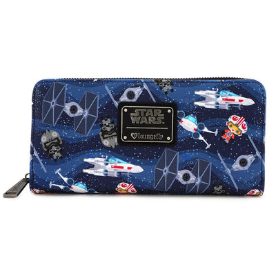 LOUNGEFLY X STAR WARS CHIBI SHIPS PRINT WALLET - FRONT