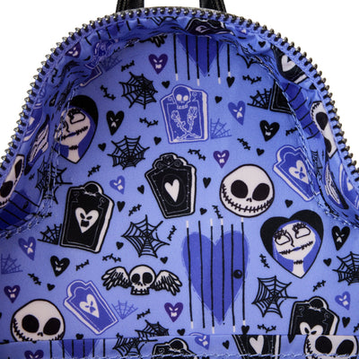 Loungefly Disney Nightmare Before Christmas Jack and Sally Eternally Yours Mini Backpack - Interior