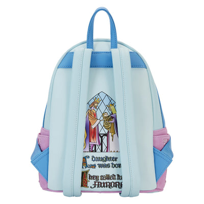 Loungefly Disney Sleeping Beauty Stained Glass Castle Mini Backpack - Back
