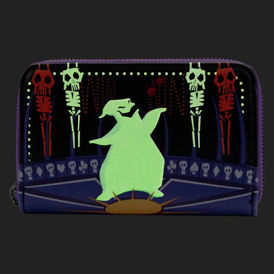 Loungefly Disney Nightmare Before Christmas Lock Shock Barrel Oogie Boogie Zip-Around Wallet - Glow in the Dark