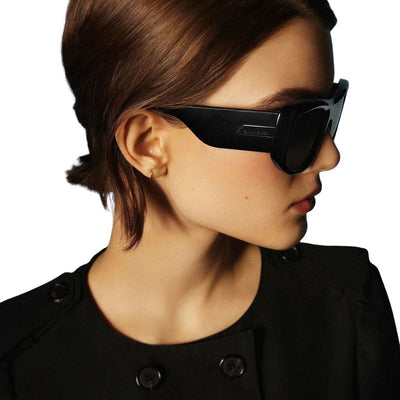 Quay Women's Uniform Oversized Square Sunglasses in Black Frame/Smoke Lens-model