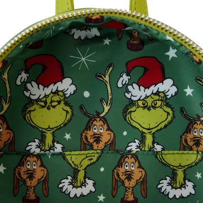 Loungefly Dr Seuss Grinch Santa Cosplay Mini Backpack - Interior Lining