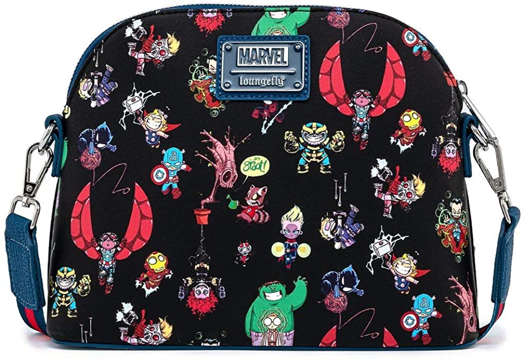 Loungefly Marvel Skottie Young Chibi Group Crossbody Bag - Front