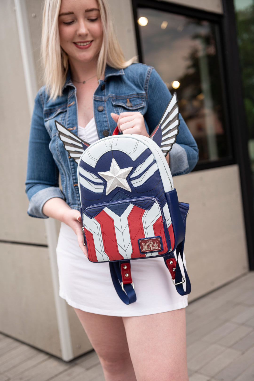 Disney Marvel avengers Falcon Captain America hotsell Cosplay Loungefly Mini Backpack