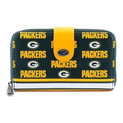 Loungefly NFL Greenbay Packers Logo Allover Print Bifold Wallet
