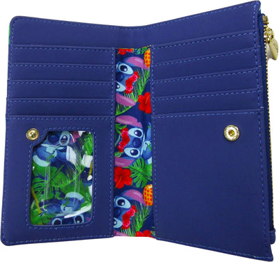 707 Street Exclusive - Loungefly Disney Lilo & Stitch Tropical Leaves Allover Print Flap Wallet - Interior