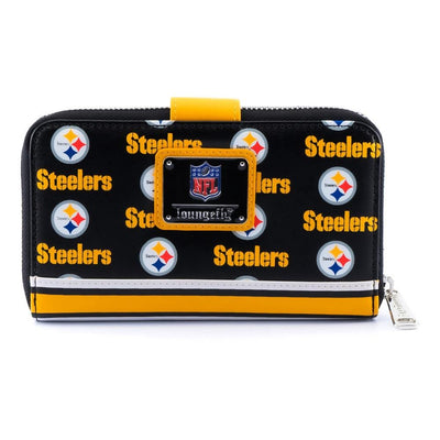 Loungefly NFL Pittsburgh Steelers Logo Allover Print Bifold Wallet - Back