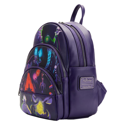 Loungefly Disney Villains Triple Pocket Glow in the Dark Mini Backpack - Side View