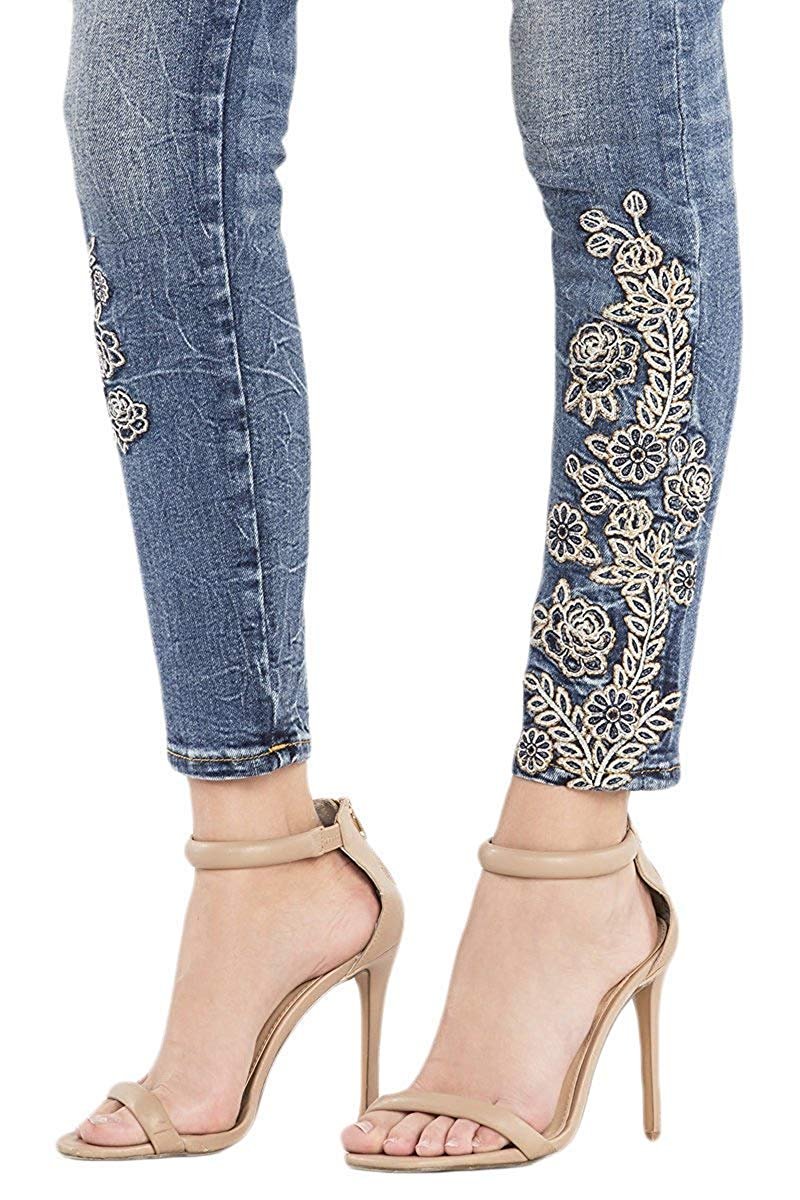 Enchanted Blooms Mid-Rise Ankle Skinny Jeans