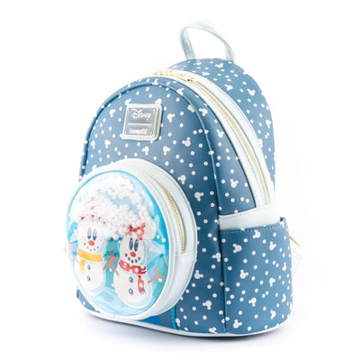 Loungefly Disney Snowman Mickey & Minnie Snow Globe Mini Backpack - Side