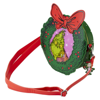 Loungefly Dr Seuss Grinch Christmas Wreath Figural Crossbody - Top View