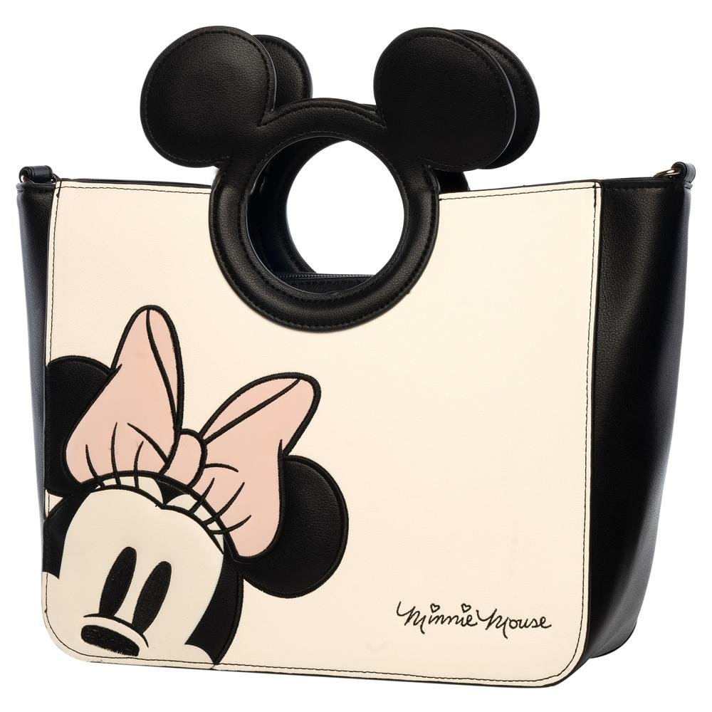 LOUNGEFLY X MINNIE WITH DIE-CUT MICKEY HANDLE TOTE BAG - SIDE
