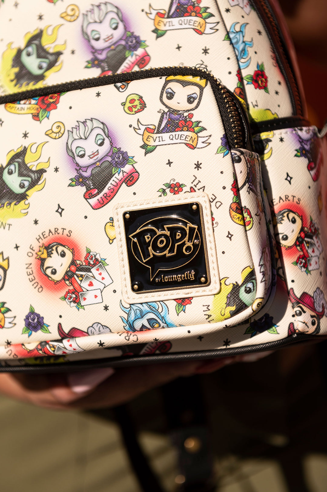 Loungefly Disney fashion Villains Tattoo All Over Print Mini Backpack