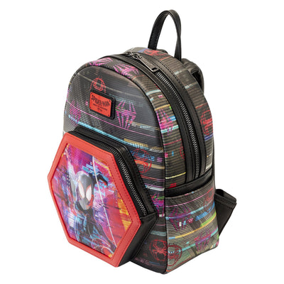 671803441880 - Loungefly Marvel Across the Spiderverse Lenticular Mini Backpack - Top View