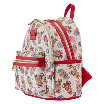 Loungefly Disney Mickey and Friends Gingerbread Cookie Allover Print Ear Holder Mini Backpack - Side VIew