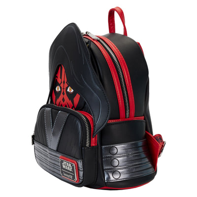 Loungefly Star Wars Phantom Menace 25th Anniversary Darth Maul Detachable Hood Cosplay Mini Backpack - Side View