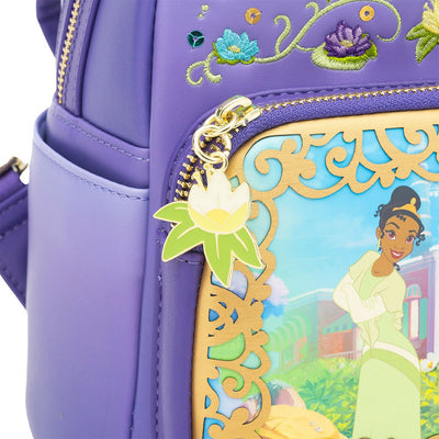 671803454217 - 707 Street Exclusive - Loungefly Disney Princess Dreams Series Tiana Mini Backpack - Zipper Pull