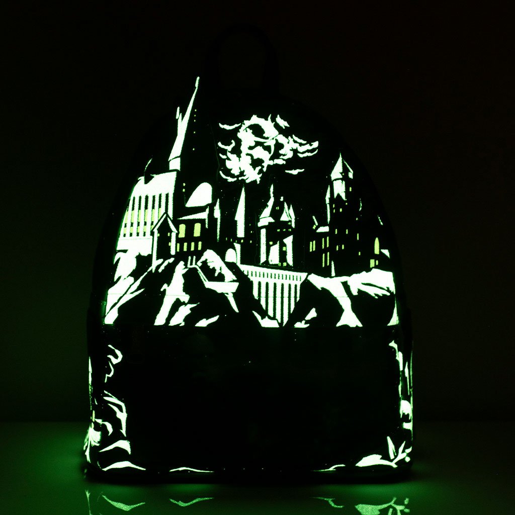671803459397 - 707 Street Exclusive - Loungefly Harry Potter Glow in the Dark Battle of Hogwarts Lenticular Mini Backpack - Glow in the Dark