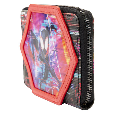 671803441859 - Loungefly Marvel Across the Spiderverse Lenticular Zip-Around Wallet - Side View