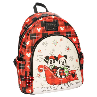 Loungefly Disney Holiday Mickey and Minnie Mouse Mini Backpack - Entertainment Earth Ex - Loungefly mini backpack alternate side view