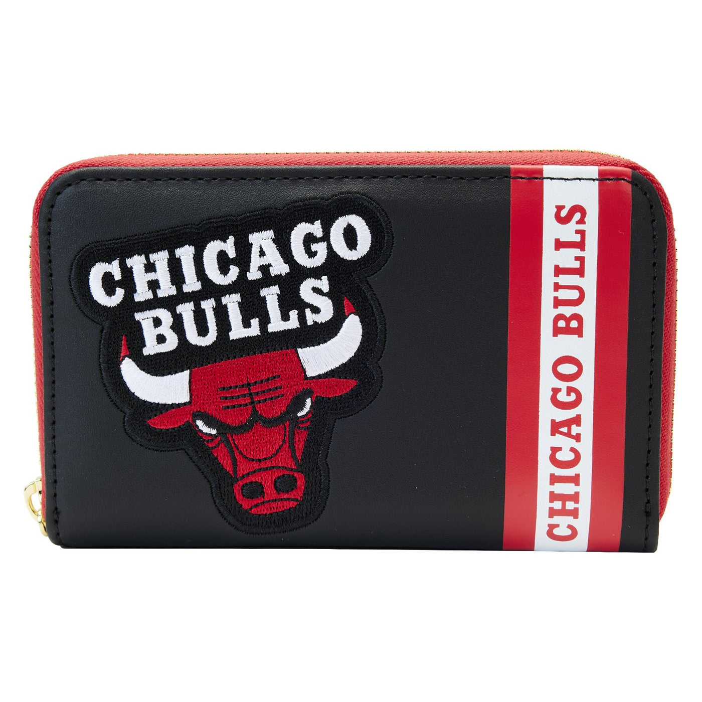 671803451797 - Loungefly NBA Chicago Bulls Patch Icons Zip-Around Wallet - Front