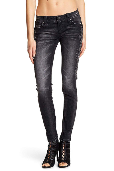 Metallic Embroidered Skinny Jeans
