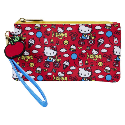 Loungefly Sanrio Hello Kitty 50th Anniversary Classic Allover Print Nylon Pouch Wristlet - Front