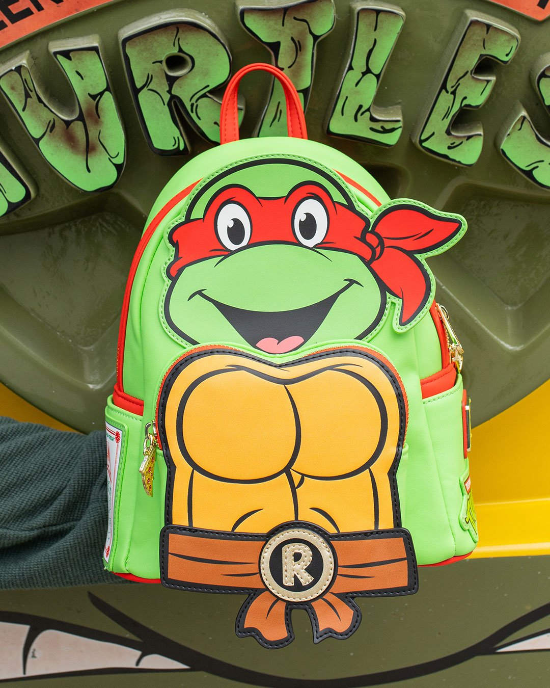 671803393059 - 707 Street Exclusive - Loungefly Nickelodeon TMNT Raphael Cosplay Mini Backpack - Front IRL