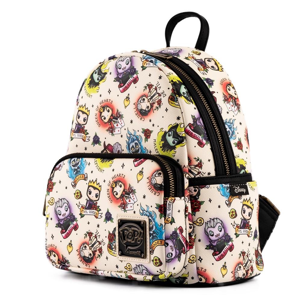 Loungefly Disney Villains Print Mini Faux authentic Leather Backpack