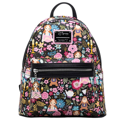 707 Street Exclusive -  Loungefly Disney Beauty and the Beast Belle Floral Mini Backpack - Front